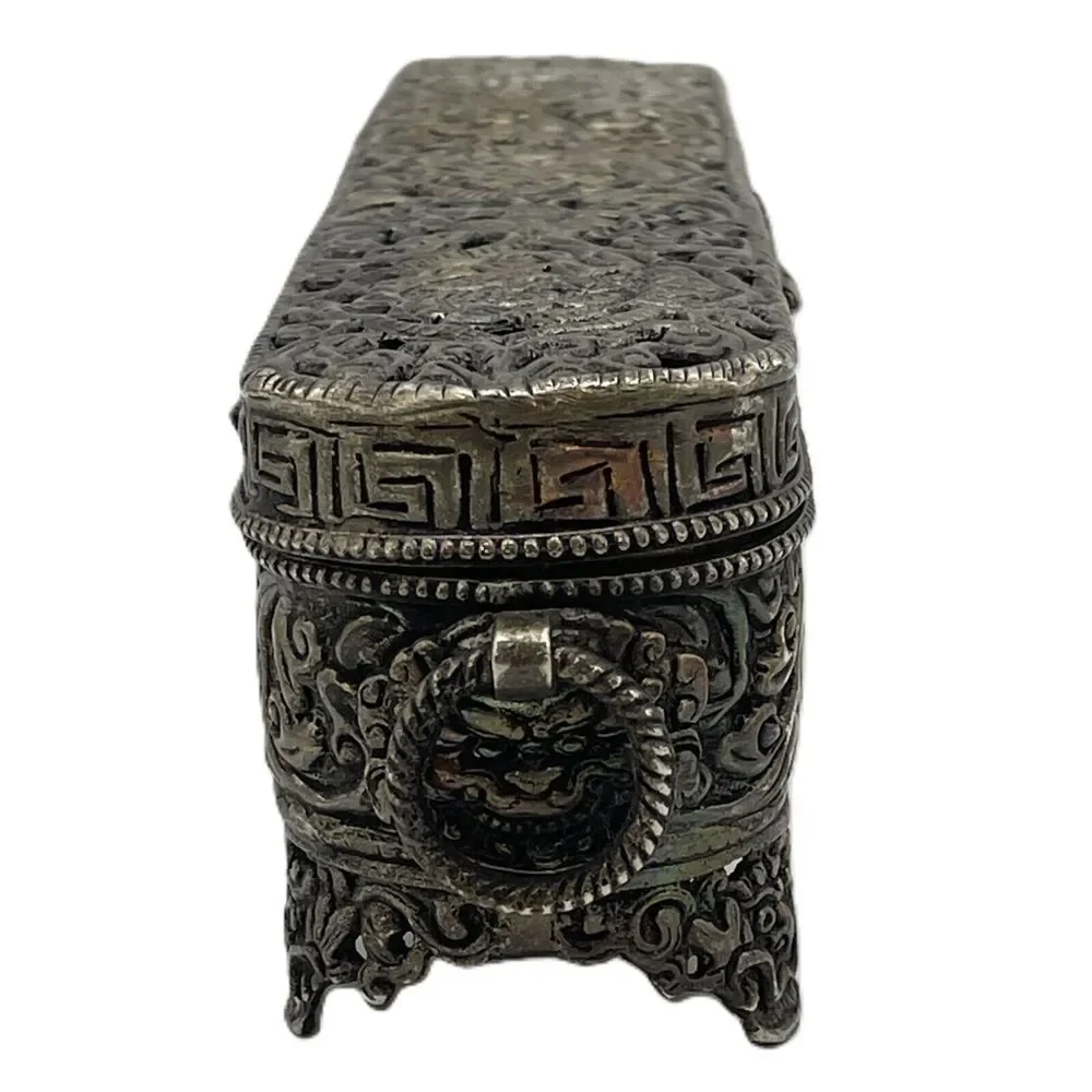 Vintage Silver Plate Incense Holder Trinket Jewelry Box 11